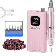 Professional Nail Drill Kit, 30000RPM Cordless Electric Nail File With LCD Display, Rechargeable 4000mAh Battery Nail Efile For Acrylic & Gel Nails, Manicure Pedicure, Salon & Home Use - 粉色 - 查看 1