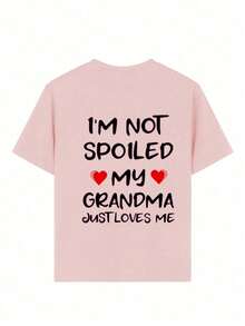 Young Girl Casual Funny Print Crew Neck Short Sleeve T-Shirt, Summer Top - Pink - View 3