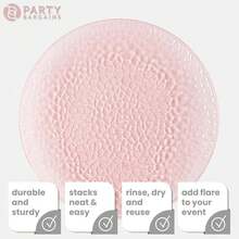 PARTY BARGAINS 13-Inch Charger Plates - 4 Pack, Hammered Pink, Heavy-Duty Disposable Chargers For Elegant Dining - Ideal For Weddings And Formal Events - 錘紋粉紅 - 查看 5