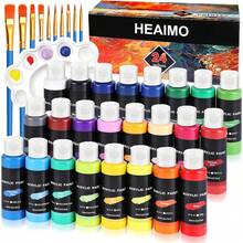 24 Colores Pintura Acrilica Profesionales, 59ml Pinturas Oleo con 10 Pinceles y 1Paleta, Set de Suministros de Arte para Tela, P - 24 - Ver 2
