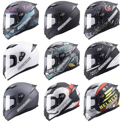 CYCKING Casco de motocicleta de cara completa modular Dot Moto para hombres y mujeres, negro, blanco, de moda, juvenil, adulto, con hebilla de liberación rápida, retro, de cuatro estaciones, desmontable y lavable
