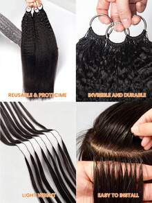 3 Packs 150g Knot-Free Virgin Human Hair Feather Extensions, 100% Real Human Hair Feather Crochet Braiding, Suitable For Knotless Bohemian Braids And Protective Hairstyles For Beginners - Natural Black - View 7