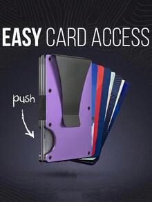 MIYIN Minimalist Aluminum Alloy Men's Wallet - Ultra-Thin RFID Blocking Wallet | Scratch-Resistant, Credit Card Holder And Cash Clip, Easy Access To Coins And Cards, Multifunctional Metal Wallet With Cash Clip, Suitable For Daily Use, Gift For Boyfriend/Husband/Father - Purple - View 8