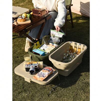 户外露营可折叠储物箱、可折叠桌子、带可拆卸小桌面的便携式野餐篮