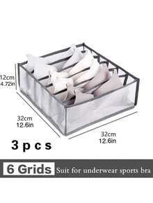 1 件内衣及配饰收纳盒，家用衣柜抽屉式网格隔断袜子收纳盒 - 白色 - 查看 17