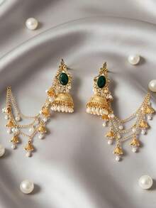 Bollywood Style Earrings, Alloy Chain With Faux Pearl Tassel Pendant Earrings, Suitable For Women's Daily Wear, Weddings, Parties, Festivals - Chain Earrings - View 1