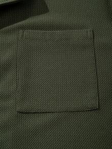 LOOKUN 纯色复古风男士 Polo 衫，时尚优雅商务休闲度假宽松版型纽扣半开襟翻领上衣，LOOKUN 春夏款 - 軍綠色 - 查看 8