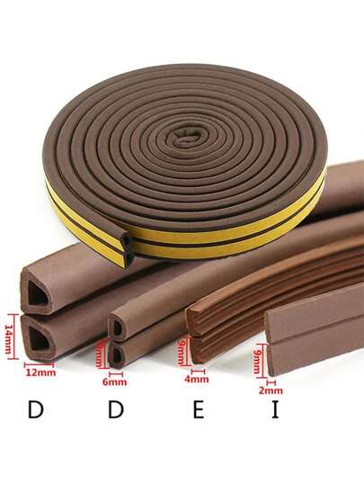5m Self-Adhesive Door & Window Sealing Strip, Glass Window Shock-Proof Rubber Seal, Foam Soundproof Strip