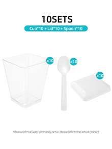 60个/20套 5盎司塑料甜点杯带盖，酸奶芭菲/开胃菜杯带盖，派对适用，迷你甜点杯带勺，布丁、水果和冰淇淋甜点小杯，婚礼用品 - - - 查看 12