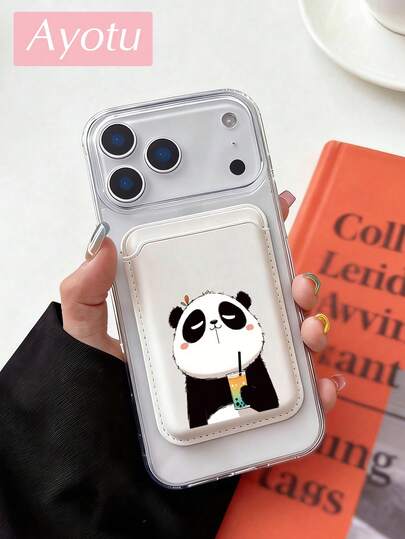 Ayotu 1pc Panda Pattern Magnetic Wallet Phone Case, Suitable For IPhone 12 13 14 15 16 Pro Max Plus Mini, With Magnetic Card Slot To Hold ID Card And Business Card, Great Gift For Mother's Day, Family, Friends, Birthday, Holiday, Available In Pink, White, Blue, Black, Brown