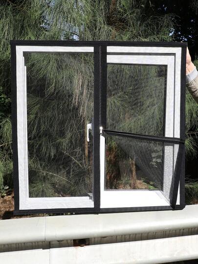 Black Window Screen Kit, Self-Adhesive Hook & Loop Installation, Breathable Mesh For Mosquito & Bug Protection