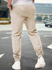 Shendy Vendy Pantalones Jogger Con Puños Y Cintura Elástica Con Cordón Y Bolsillos Inclinados Sueltos Para Hombre - Blanco - Ver 4