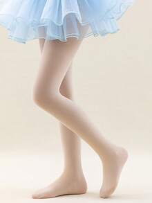 1pc Toddler Girls' Skin-colored Ultra-thin Sheer Pantyhose, Comfortable For Daily Wear - Beige - View 9