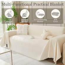 Gugxiom Chenille Couch Cover Boho Sofa Cover For 3 Cushion Pet Friendly Washable Sofa Slipcover For Dogs Furniture Protector Covers Beige 71"*133" - Màu be + 71"*133" - Xem 4