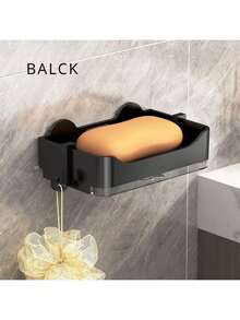 No Drill Wall Mounted Soap Dish Holder, Suitable For Home Bathroom. Minimalist Design With Hook To Prevent Water Accumulation. Easy To Install Bathroom Soap Sponge Rack. - Soap Box - View 3