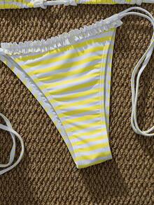 Bộ bikini chấm bi và kẻ caro kiểu retro dành cho nữ, thích hợp cho các buổi đi chơi, kỳ nghỉ, lễ hội âm nhạc, tiệc bể bơi, lễ hội hóa trang và các dịp hè khác ở bãi biển. - Vàng chanh - Xem 10