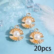 20个沙滩风贝壳珍珠吊坠，度假配饰挂件，DIY项链手链钥匙扣饰品配件，女士夏季服装/沙滩旅行用品 - 彩色 - 查看 7