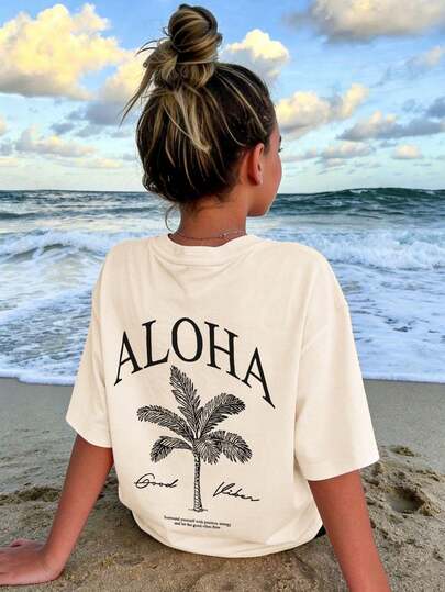 1pc Casual Printed Short Sleeve T-Shirt For Teen Girl Summer Youth Student Clothing