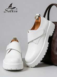 Salkin 1 Đôi Giày Lừa Nam Kiểu Anh Mới Về, Thiết Kế Cao Cấp, Tiện Lợi, Da Bóng Cao Cấp, Đế Dày, Khóa Dán, Giày Cao Cỡ Cao Giá Rẻ, Giày Trắng Thích Hợp Cho Học Sinh, Sinh Viên, Lễ Tốt Nghiệp, Giày Trang Trọng Mũi Tròn Mềm Mại & Thoải Mái, Giày Công Sở Cho Quý Ông Đi Làm, Giày Màu Trơn Thường Ngày, Giày Hẹn Hò Cặp Đôi, Tiệc Tù, Đám Cưới, Giày Chú Rể, Các Dịp Xã Hội, Quà Tặng Ngày Lễ, Xuân/Hè/Thu, Kích Cỡ Nhỏ Hơn, Vui Lòng Đặt Lớn Hơn Một Cỡ - trắng - Xem 5