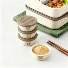 2/6个装可爱卡通图案塑料酱料杯，带盖，便携式密封调味碟，调味品容器，沙拉番茄芥末酱储存容器，可重复使用，适合学生和成人居家、学校、宿舍、办公室、户外露营、野餐、旅行等场合使用。 - 彩色 - 查看 7