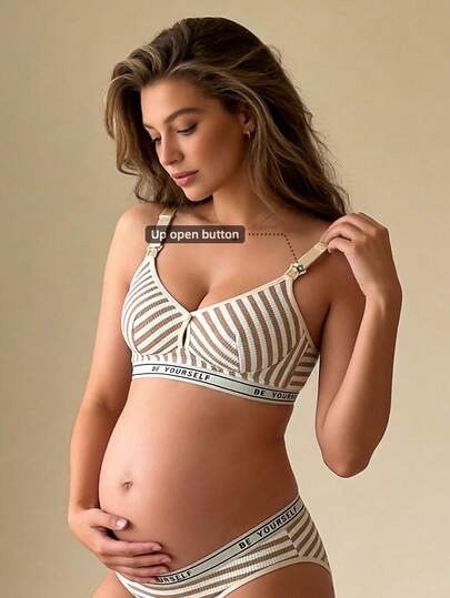  Áo ngực cho con bú Hart & Haze Maternity Contrast Stripe Gather, không gọng, thoải mái và thoáng khí, lý tưởng cho việc cho con bú.