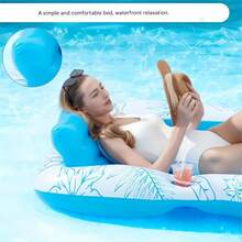 Adult Sprinkler Floating Bed, Amphibious Inflatable Floating Mattress, Sunbathing Lounger, Water Resting Chaise Lounge With Headrest, Comfortable Lying, Made Of PVC, Anti-Slip Texture, And Stable, Portable For Pool Party, Beach Vacation, Sunbathing - Multicolor - View 10