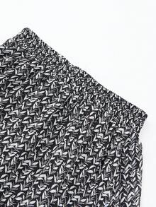 EARO Women's Fashion Skirt, Elastic Waist Design, Black & White Printed, Casual Chiffon Lightweight Fabric. Loose Stylish Versatile Elegant - Black - View 5