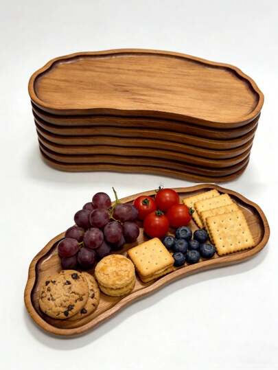 1pc Wooden Serving Platter, Charcuterie Board, Service Tray, Suitable For Teaware, Cafes, Enhancing Service Experience, Picnics, Weddings, BBQs, Salads, Snacks, Fruits And Appetizers - Ideal For Valentine's Day, Thanksgiving, Eid Al-Fitr