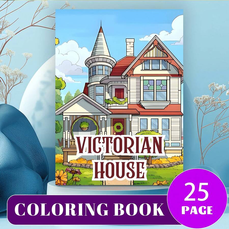 新品热销！（升级豪华版，加厚纸张，28.5*20.5厘米）《维多利亚风格房屋涂色书》，适合情侣和家庭，是派对、情人节、生日和其他节日的完美礼物。绘画和学习用品，22页，书籍，涂色书，学习用品，学校，圣诞节，万圣节，生日，返校礼物，涂色书。 - 單件 - 查看 1