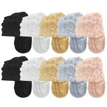 1/5/10 Pairs Socks Women's Lace Transparent Lolita Invisible Summer Autumn Thin Non-Slip Short Ankle Black Low Cut Boat Sock - Multicolor - View 16