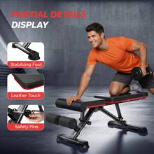 MERACH Adjustable Weight Bench With 72 Training Angles, Foldable Weight Benches For Home Gym With 990 LBS,  Perfect For Home Workouts . Great For Full-Body Strength Training - Black and Red 2.0 - View 4
