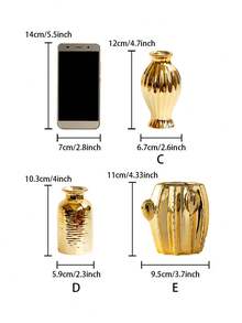 1 件小巧精致陶瓷花瓶，金色，现代奢华风格，适用于桌面、婚礼、派对、家居、办公室、酒店装饰、婚礼装饰、中心装饰、桌面装饰、派对 - 金色 - 查看 4
