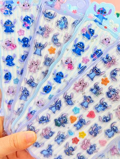 Disney 3D/DIY 立体贴纸，史迪奇贴纸，可重复使用贴纸书，3D贴纸，DIY装饰贴纸，儿童互动贴纸，日常装饰贴纸，派对装饰贴纸，儿童贴纸游戏，可爱3D DIY手工手机装饰，儿童艺术工艺贴纸