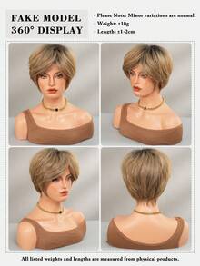 7JHH WIGS 8 Inch Mom Elf Cut Short Bob Brown Wigs With Curtain Bangs - Dark Roots Natural Looking Heat Resistant Synthetic Hair For Daily Wear & Costumes Cosplay & Everyday Style (Tangle-Free, Lightweight) - 鏽棕色 - 查看 6