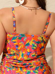 2pcs Floral Print Sexy Casual Tankini Swimsuit, Beach Vacation Summer - Red - View 5