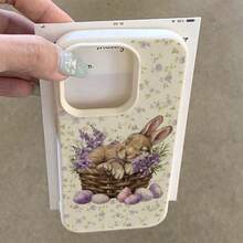 1个TPU材质紫色花篮可爱兔子睡姿图案手机壳，适用于 17 Pro Max/17/16 Pro Max/15/13/12/11、S20 FE/A15/S24/A55、Note 11/Note 12/Note 13 Pro，全包防摔软壳保护套 - 白色 - 查看 3