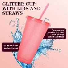 2/4 Packs Reusable Plastic Cup, 24oz/710ml Drinkware Tumblers, Coloured Cups Tumblers With Lids And Straws, Plastic Bulk Iced Plastic Cold Water Tumblers, Iced Coffee Cups, Travel Mug Party Tumbler - Multicolor - View 5