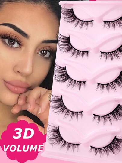 5 Pairs Natural Long Comfortable Lightweight Curly Fox Eye Lashes, Elongating Fox-Shaped Eyelashes, Reusable False Eyelashes For Travel Wear