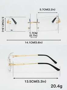 两副男士长方形无框金属透明眼镜，适合日常通勤、商务和休闲场合佩戴 - 無色 - 查看 4