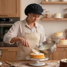 2Pcs Chef Hat Kitchen Baker Cooking Hair Nets Kitchen Cooking Chef Cap Food Service Work Hair Nets Elastic Kitchens Cook Hat With Brim For Women Men - như hình ảnh - Xem 7