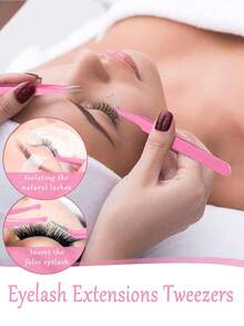 10/5/1 件套专业不锈钢睫毛夹套装，可定制尺寸，可重复使用，尖头和弧形设计，易于操作，非常适合初学者 - 彩色 - 查看 2