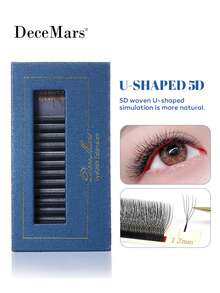 DeceMars 5D U-Shaped False Eyelashes, 8-15mm, C, D, Dd, L, L+, M Curl, 0.07mm Thickness, Black, 12 Rows, 1 Box, Eyelash Clusters, Individual Lashes, False Eyelashes - Black - View 5