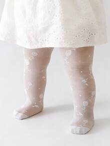 2pcs Baby Girls' Sweet Floral Pattern Anti-Mosquito Lightweight Breathable Tights, Comfortable Soft For Daily Wear - Multicolor - View 4