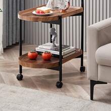 Mesa Carrito de Alimentos con ruedas, estante de almacenamiento, mesa de té pequeña, carrito de madera, Mesa auxiliar Móvil - Blanco - Ver 5