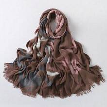 Colección soñadora Nuevo hijab modesto con textura natural arrugada, pañuelo estampado con efecto tie-dye, pañuelo musulmán transpirable - Multicolor - Ver 18