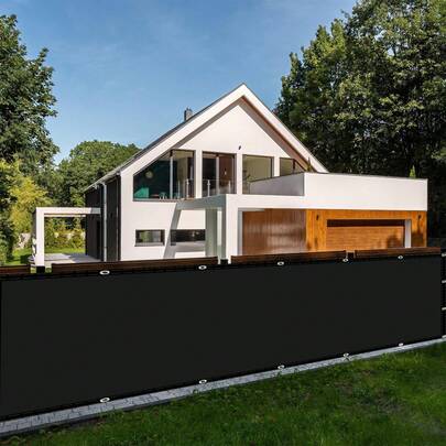 1pc Polyester Balcony Privacy Screen, Balcony Cover With Aluminium Eyelets, Balcony Cladding, Opaque, Wind Protection, UV Protection, With Cable Ties And Ropes For Balcony Railing