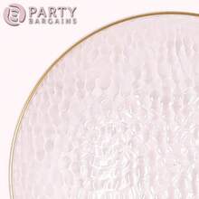 PARTY BARGAINS 13-Inch Charger Plates - 4 Pack, Hammered Pink Gold Rim, Heavy-Duty Disposable Chargers For Elegant Dining - Ideal For Weddings And Formal Events - 錘紋粉金邊 - 查看 7