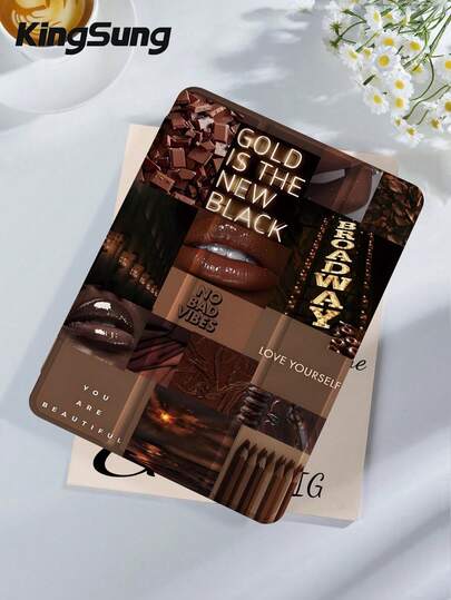 Kingsung Coffee & Black Patchwork Pattern Tablet Protective Case, Compatible With  9.7/10.2/10.5/10.9/12.9/Pro 11 (10th Gen), Galaxy Tab S6 Lite 10.4", Kindle Paperwhite (12th Gen, 2024), Kindle (11th Gen, 2022), Kobo Clara Color, Soft & Shock-Resistant, Smart Stand/Auto Wake/Sleep Function