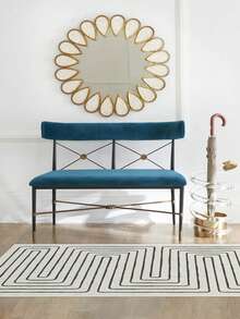1 pieza Estilo Minimalista Moderno INS - Diseño de Patrón Geométrico de Línea Abstracta - Alfombra de Pasillo, Baño, Cocina, Entrada, Pasillo, Lado de la Cama, Sala de Estar, Dormitorio, Etc.) + Alfombra Suave Lavable para Todas las Estaciones, Decoración del Hogar - Multicolor - Ver 4