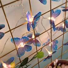 1 Set Of 10/20 Battery Operated Purple Transparent Butterfly Shaped LED String Lights, Suitable For Children's Room, Home Bedroom, Indoor/Outdoor Garden, Wedding Party, Holiday Decoration, Ramadan Decoration, Eid Al-Fitr Gift, Eid Al-Fitr Children's Gift, Ramadan Lighting, Happy Eid Al-Fitr - Multicolor - View 2